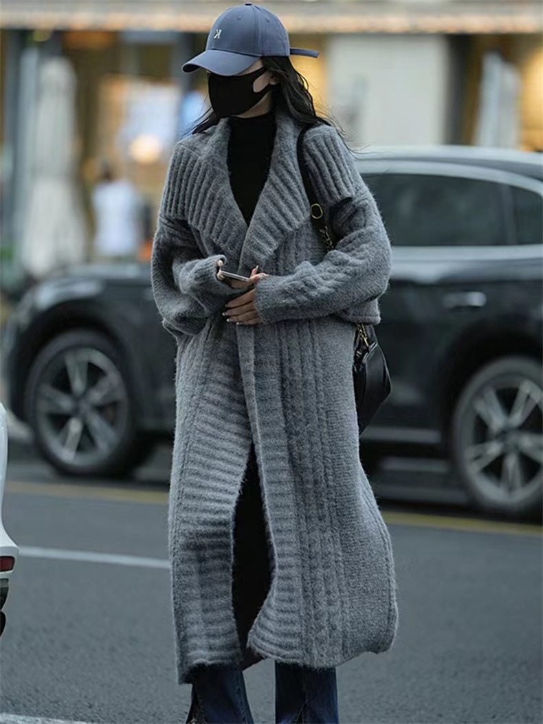 01c8546806b6a1998926b63c5814576f.jpg Vintage Clear Cable Knit Coat - Image 1