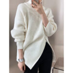 High Collar Zippered Loose Sweater