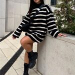 Casual Loose Striped Strip Knitted Dress