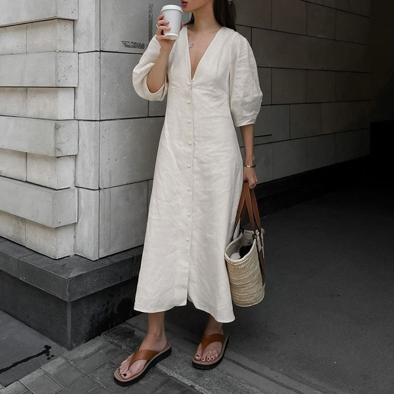 0f0c502e98009c5e75b11c18124f40a1.jpeg French Ladies' Mature Backless Shirt Dress - Image 1