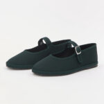Deep Green Round Toe Buckle Strap Flat Mary Jane Shoes with Snap