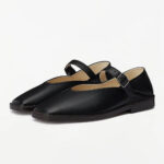 Women's Black Square Toe Classic Flat Mary Jane Shoes with Buckle