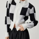 Knit Colorblock Plaid Soft Coat