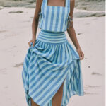 Blue Stripe A-line  Swing Two-Pieces Set