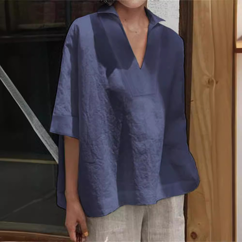 198867d4cd7c25bc12f057ae3309014d.jpeg Women's Elegant Solid Color Loose Shirt - Image 1