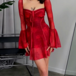 Delicate Lace Lace-up Sexy Mini Dress