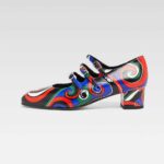 Multi Color Square Toe Triple Straps Mary Jane Shoes with Block Heel