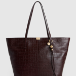 Lila Croco Leather Tote Bag