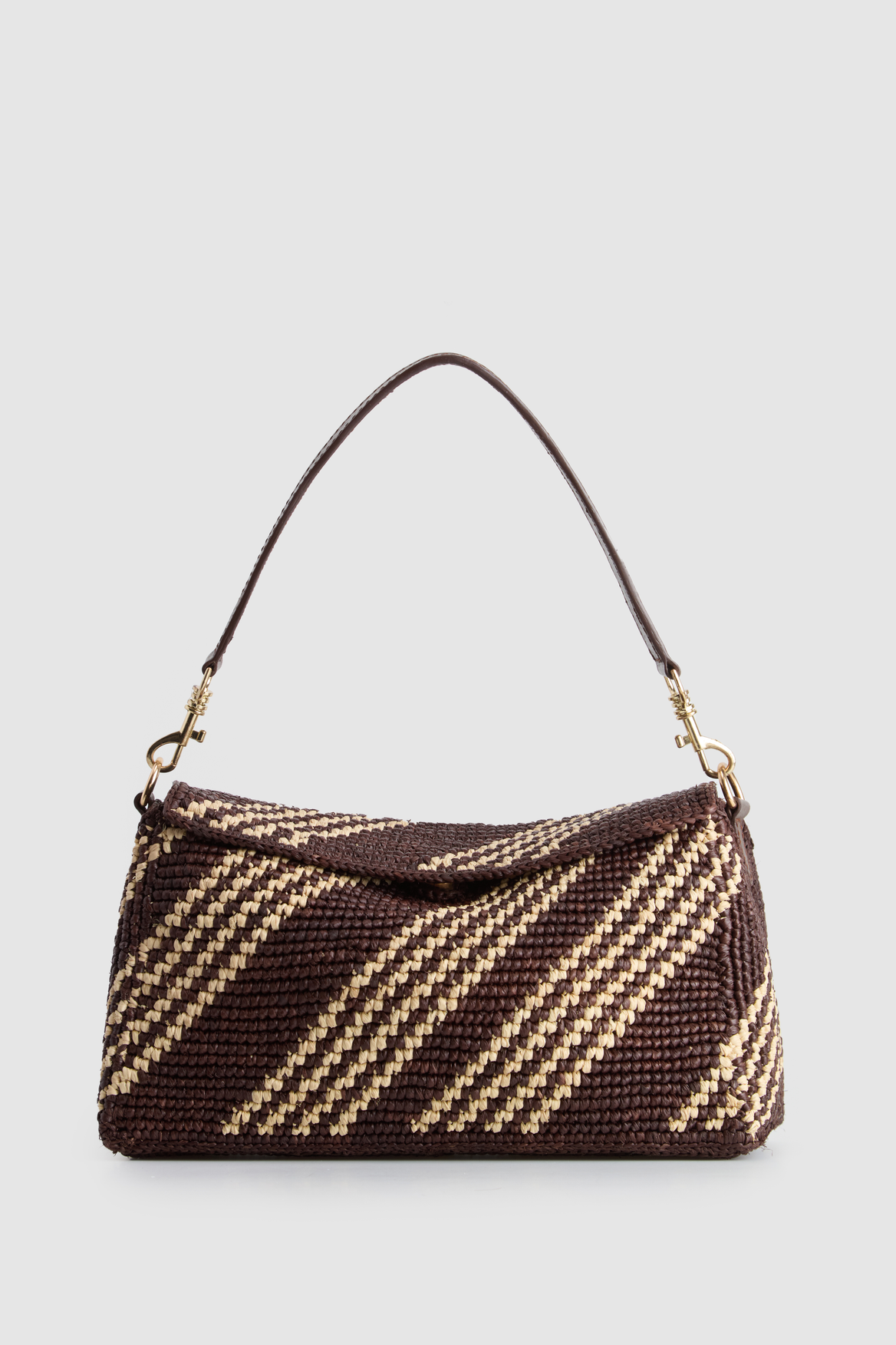 3226111_1.png Clara Leather Raffia Shoulder Bag - Image 1