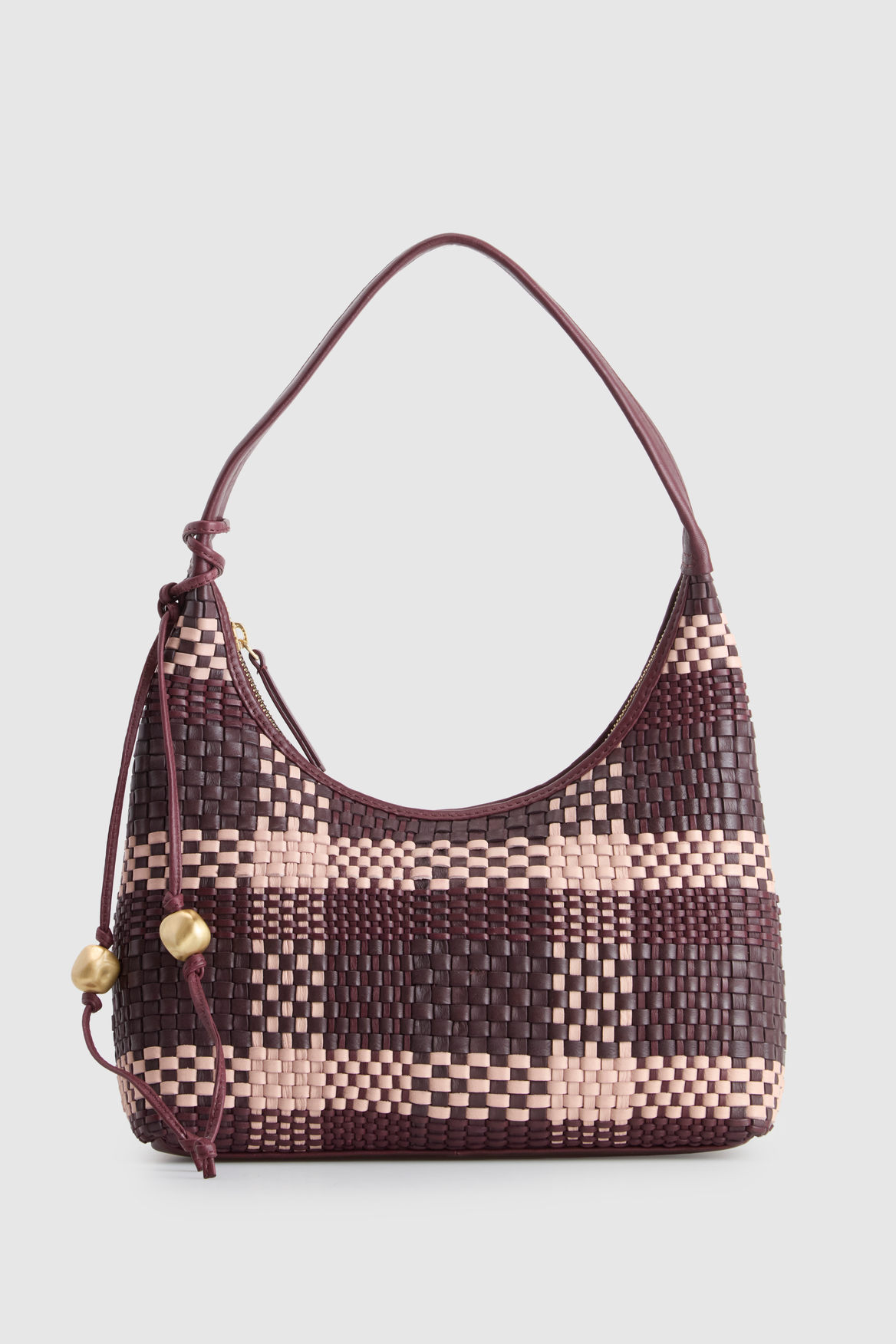 3227259_1.png Nina Leather Weave Hobo Bag - Image 1