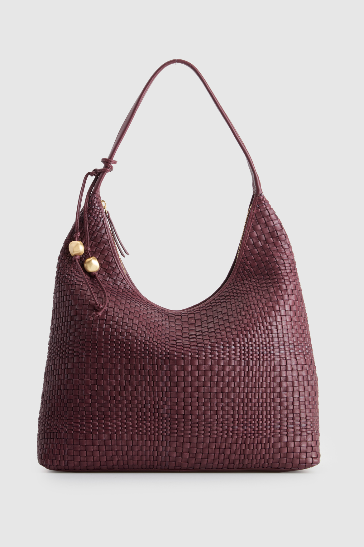 3227260_1.png Nina Leather Weave Hobo Bag - Image 1