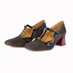 Square Toe Patent Trim Buckled Strap Mary Jane Pumps in Multi Color