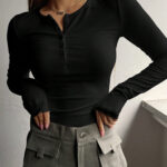 Rib Button Knit Sweater