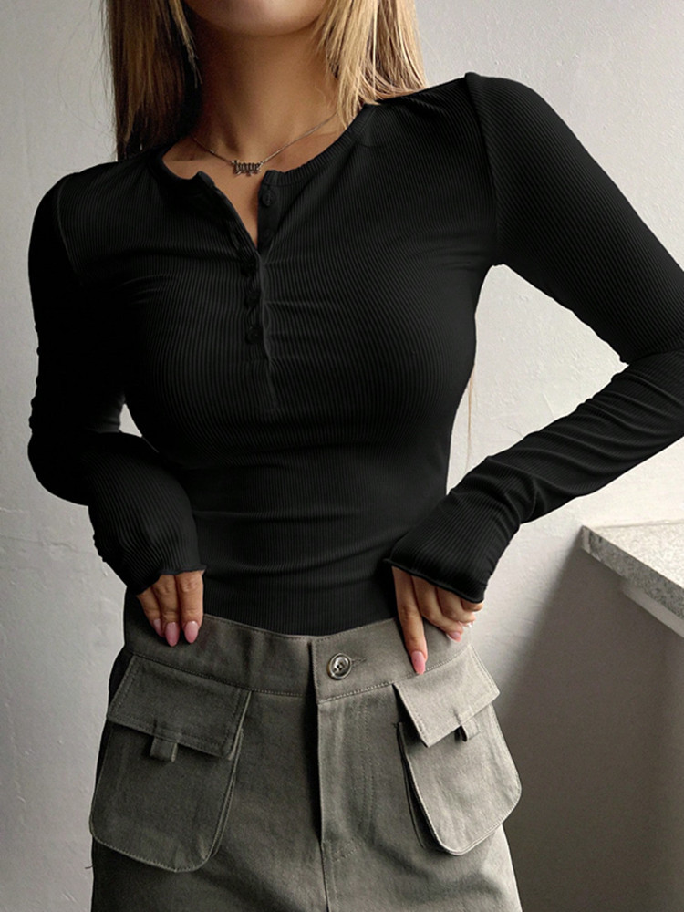 503bc6c9521c734ee51f58c6059e08ed.jpeg Rib Button Knit Sweater - Image 1