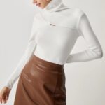Criss Cross Turtleneck Long Sleeve Knit Top
