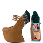 Brown Closed Toe Printed Wedge Heel Platform Mary Jane Pumps for Women