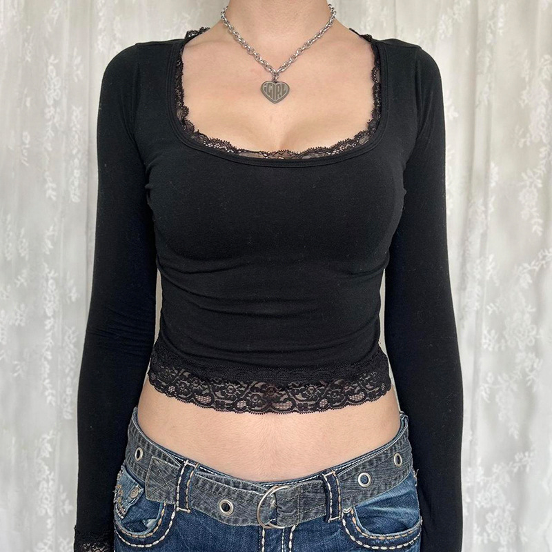 9d04c0677a9663f521ad41584a9c9b92.jpeg Gentle Lace Long -sleeved T -shirt - Image 1