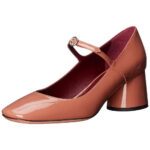 Women's Patent Leather Square Toe Buckle Strap Mary Jane Heels