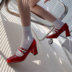 Red Vegan Patent Leather Square Toe Block Heels Mary Jane Pumps