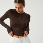 Cocoa Beans Long Sleeve Crop Shirt