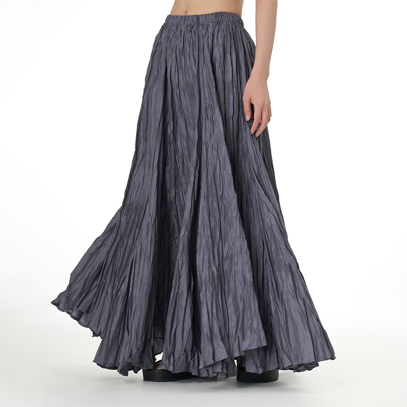 d260845d9b391a7455326c76f0a9dac8.jpeg Unique Fold Solid Color Long Skirt - Image 1