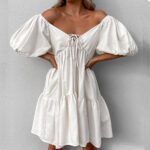 Lace-up All-match V-neck Dress