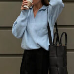 Casual Polo Collar Knitted Sweater