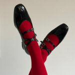 Black Patent Leather Block Heel Pumps Triple Strap Mary Jane Shoes