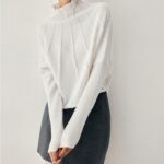 Piping Mock Neck Long Sleeve Knit Top