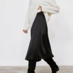 Side Buttoned Slit Skirt