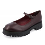 Deep Maroon Chunky Heel Round Toe Mary Jane Pumps with Platform
