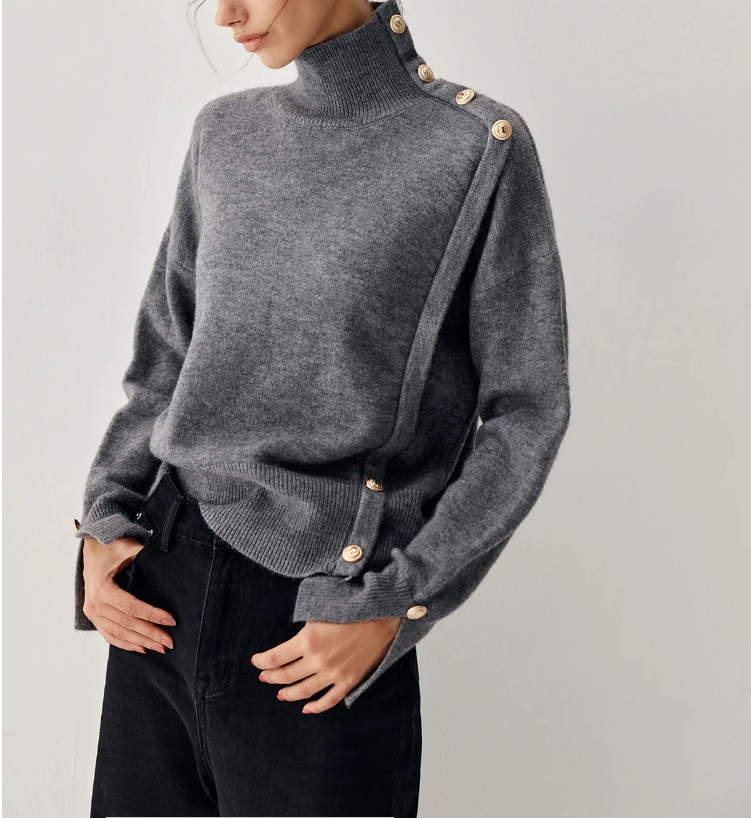 f22cd6a0b125904e9861fad1c6e7e902.jpeg Vintage Buttoned Turtleneck Sweater - Image 1