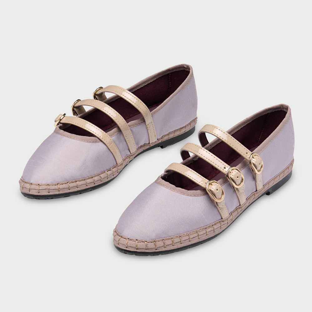 f38ade7267cbe4921f1c4bd66798a8f4.jpg Light Purple Round Toe Casual Flat Mary Jane Shoes with Beige Strap - Image 1
