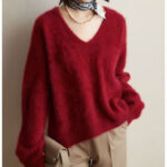 Soft Solid Color V -neck Sweater