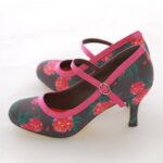 Pink Camellias Mary Jane Pumps Vintage Style Floral Heels