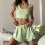 Hollow strap casual two-piece home wear set