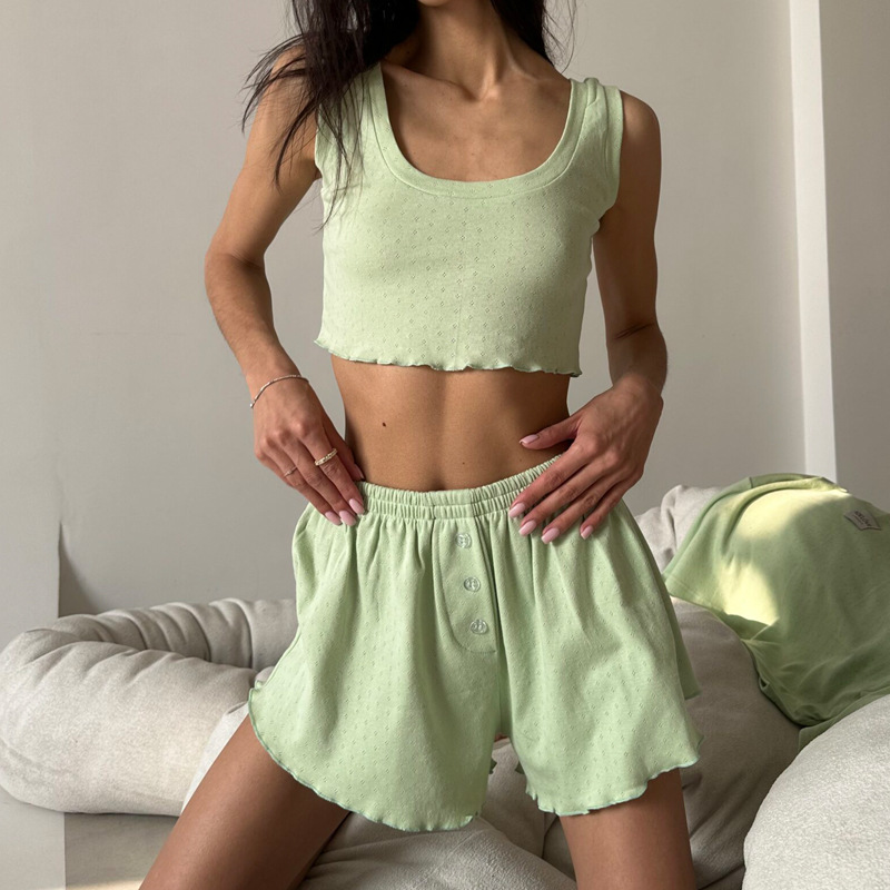 f5eaf060dd6825a6be5873d885870c17.jpeg Hollow strap casual two-piece home wear set - Image 1