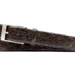 Truman Italian Crocodile Grain Leather Belt - Walnut