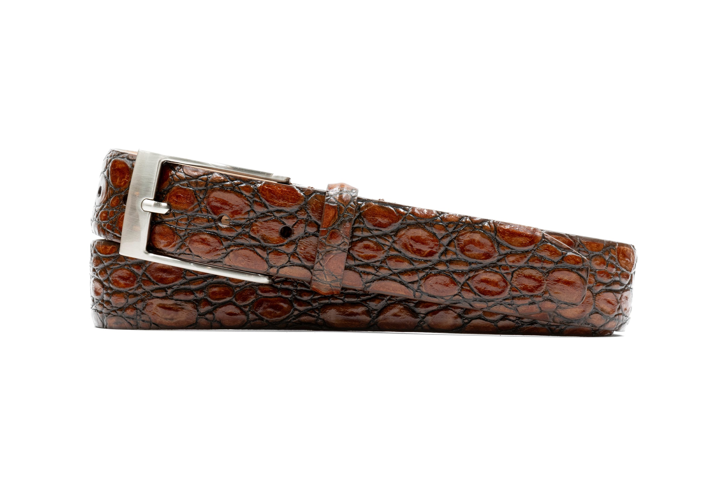 11036-1_2026_Shopify.jpg Truman Italian Crocodile Grain Leather Belt - Cinnamon - Image 1