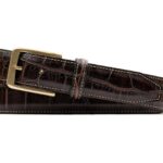 Justin Alligator Grain Leather Belt - Chestnut