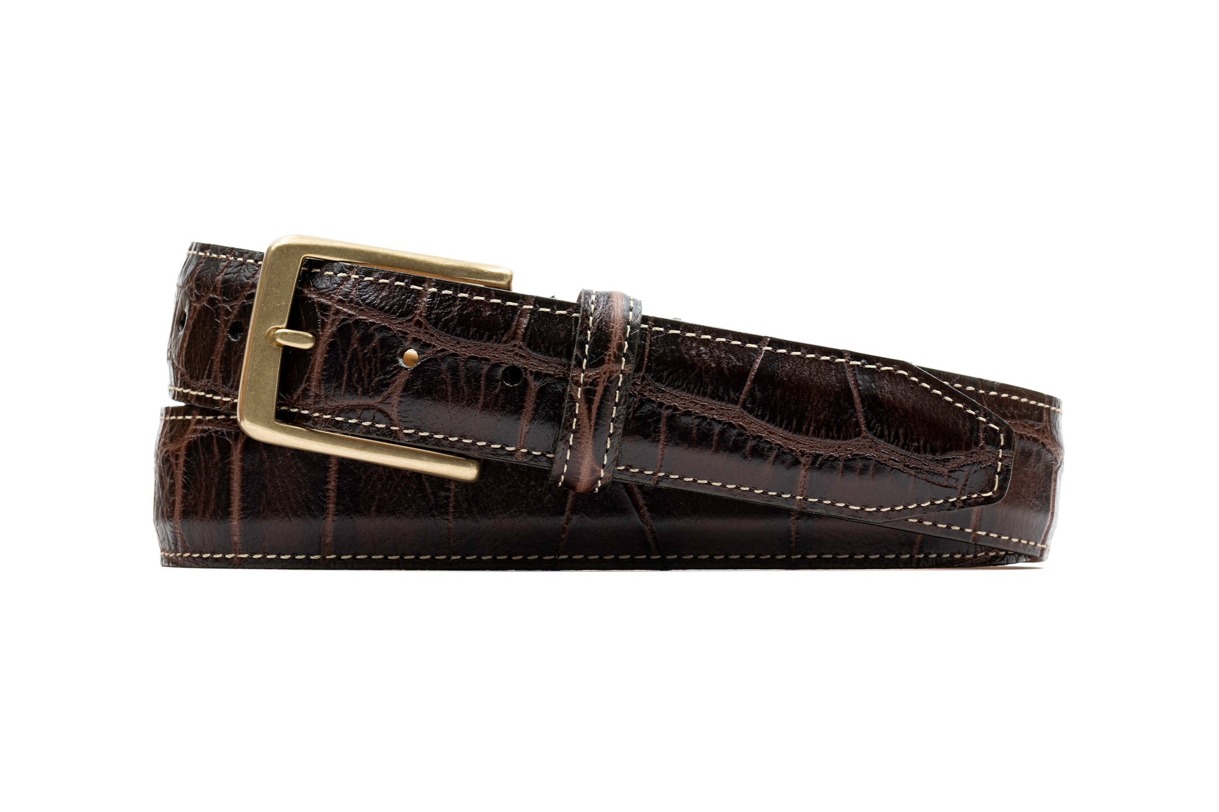 22335-1_2026_Shopify.jpg Justin Alligator Grain Leather Belt - Chestnut - Image 1