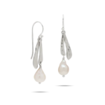 Waxing Poetic Ode To A Pearl Double Drop Silver Earrings