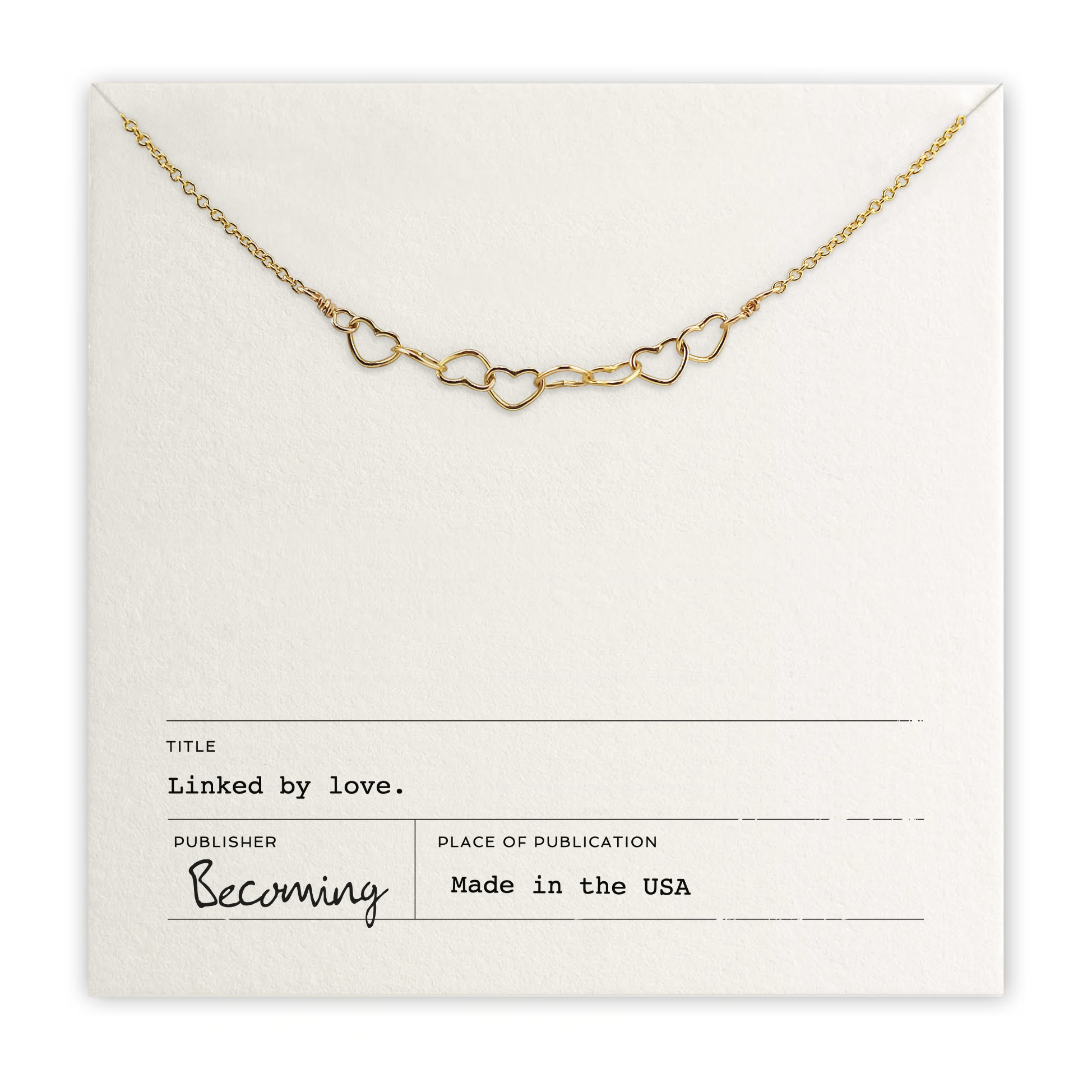 2e066832ca7e3de8eca5751034391036c690efb21e18a34cfd825a3e8d68596a.png Heart Links Necklace, Silver or Gold - Image 1