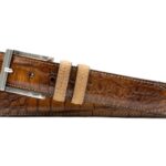 Bill Alligator Grain Leather Belt - Honey