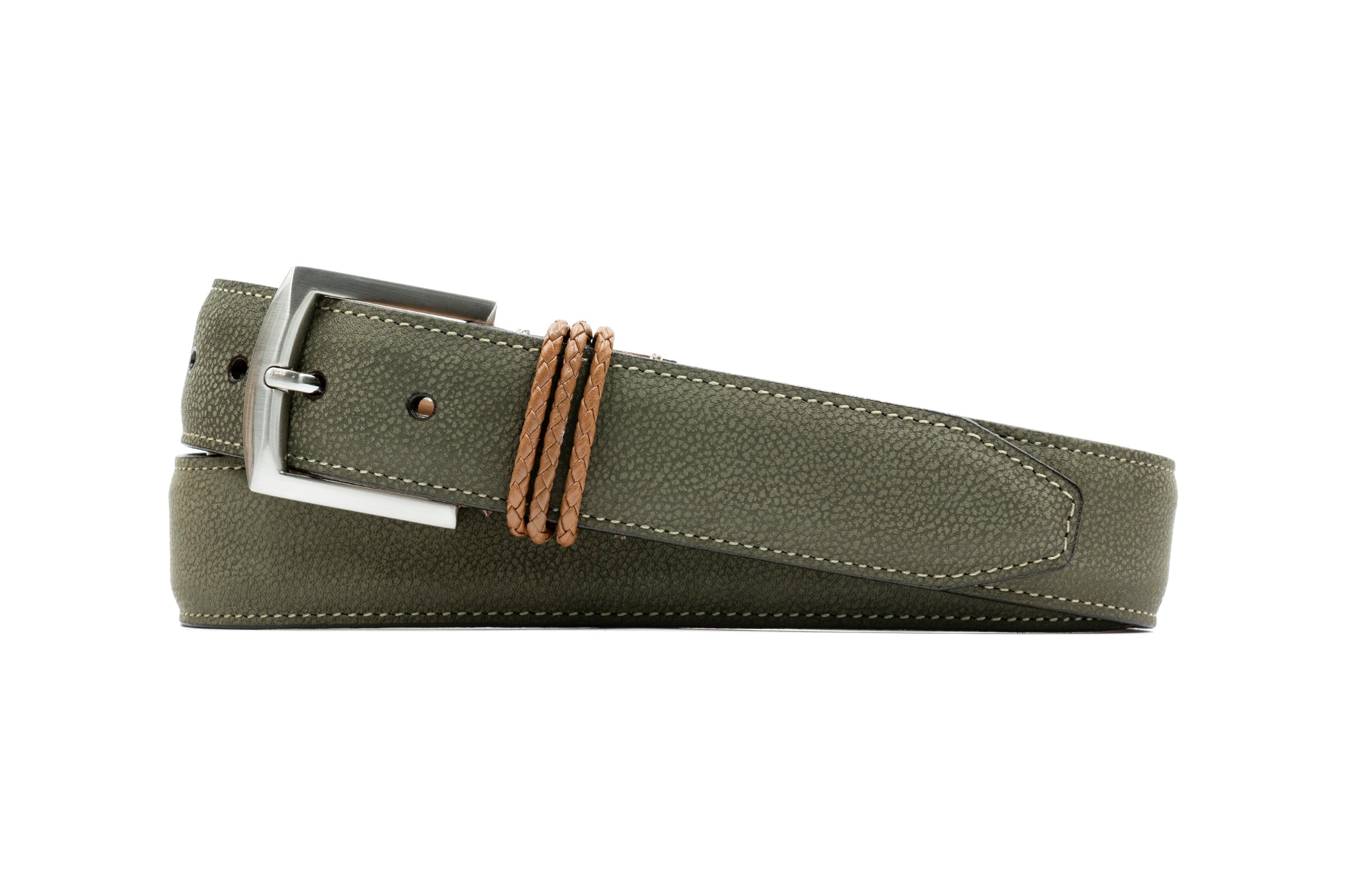 41847-1_2026_Shopify.jpg Bermuda Braid Nubuck Belt - Moss - Image 1