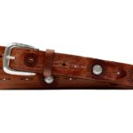 Artisan Turquoise Italian Bridle Leather Belt - Chestnut