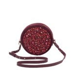 Magical Mushroom Embroidered Burgundy Velvet Circle Bag