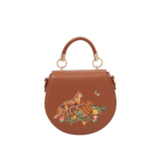 Fox & Pumpkin Embroidered Tan Saddle Bag