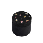 Floral Ditsy Embroidered Black Velvet Jewelry Box