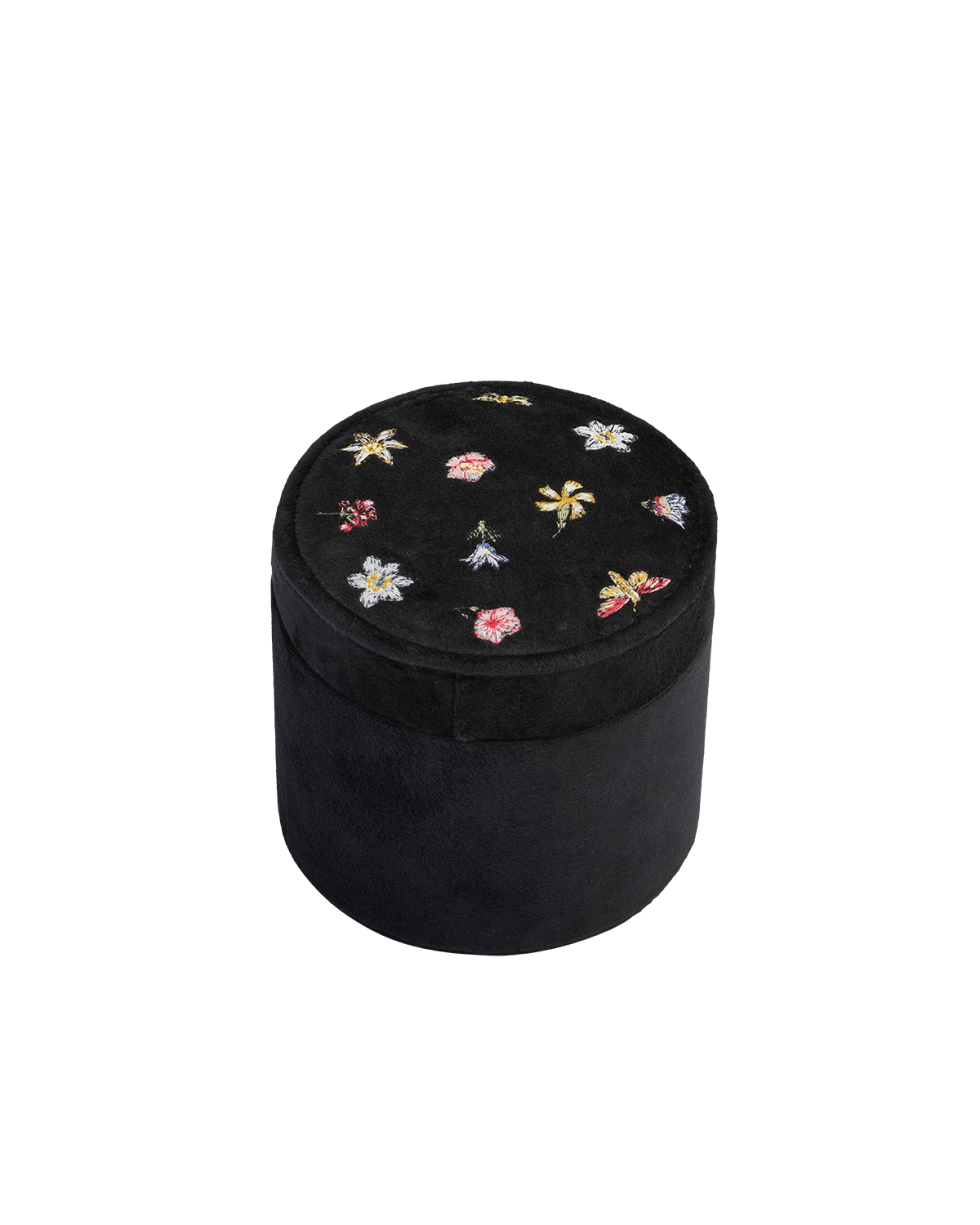 47286_fable_england.png Floral Ditsy Embroidered Black Velvet Jewelry Box - Image 1